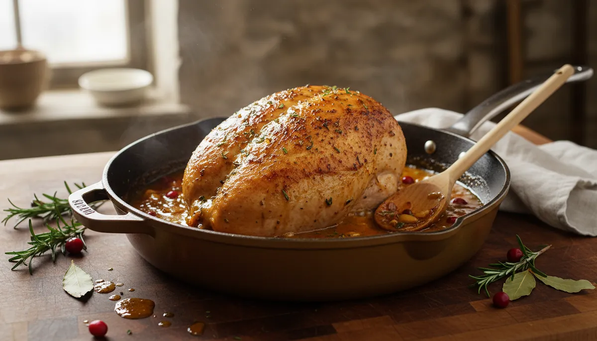 Recette de rôti de dinde à la sauteuse, tendre et juteux sans four
